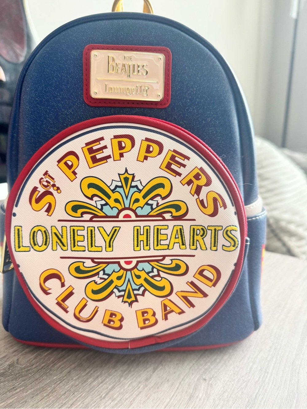 Loungefly Navy Blue Red 'Sgt. Peppers Lonely Hearts Club Band' Mini Backpack - Picture 5 of 5